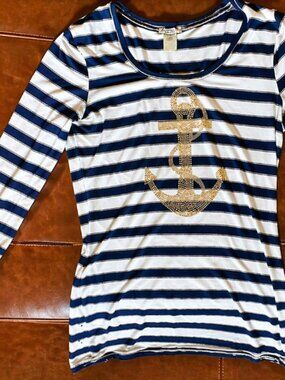 Cache Nautical Stripe Top – Size Medium